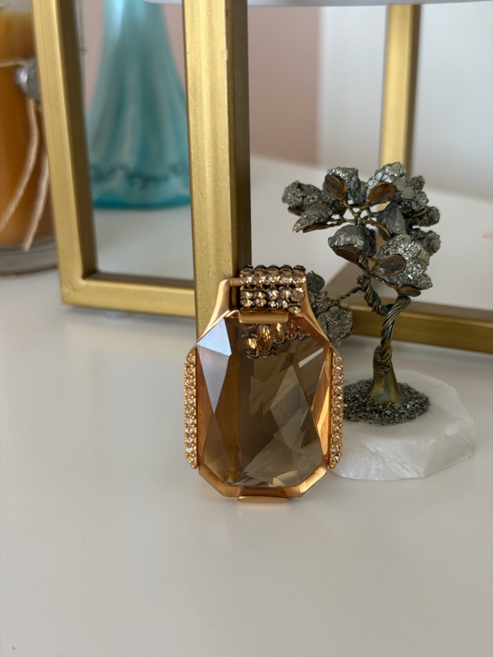 Vintage Signed Swarovski Crystal Teardrop Pendant